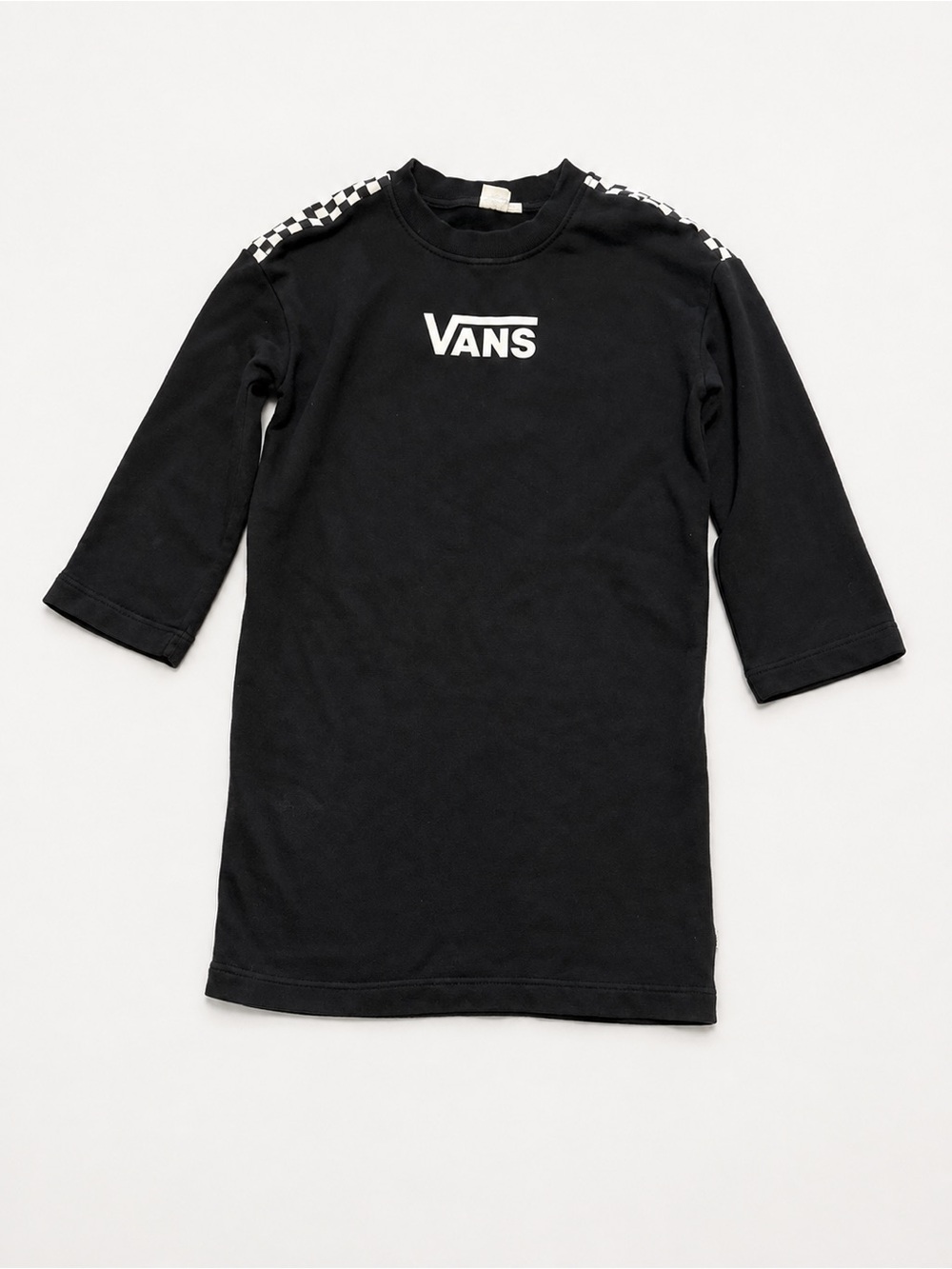 Vans Chromo Sweatshirt Mini Dress Women’s XS Black Checkerboard Logo skater 🛹